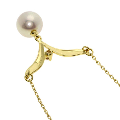 MIKIMOTO Pearl Diamond Necklace in K18YG with 7.2mm pearl and 42cm chain for women