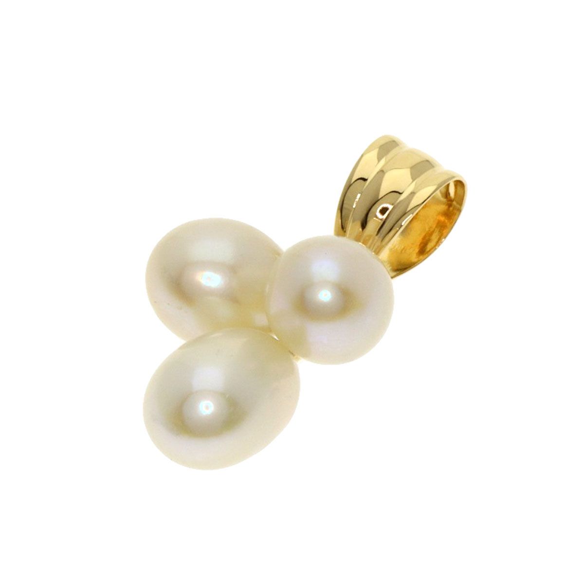Tasaki pearl pendant top in K18YG gold tone with 5.2mm pearl, 18.9x10.7x7.8mm, lightweight 1.2g