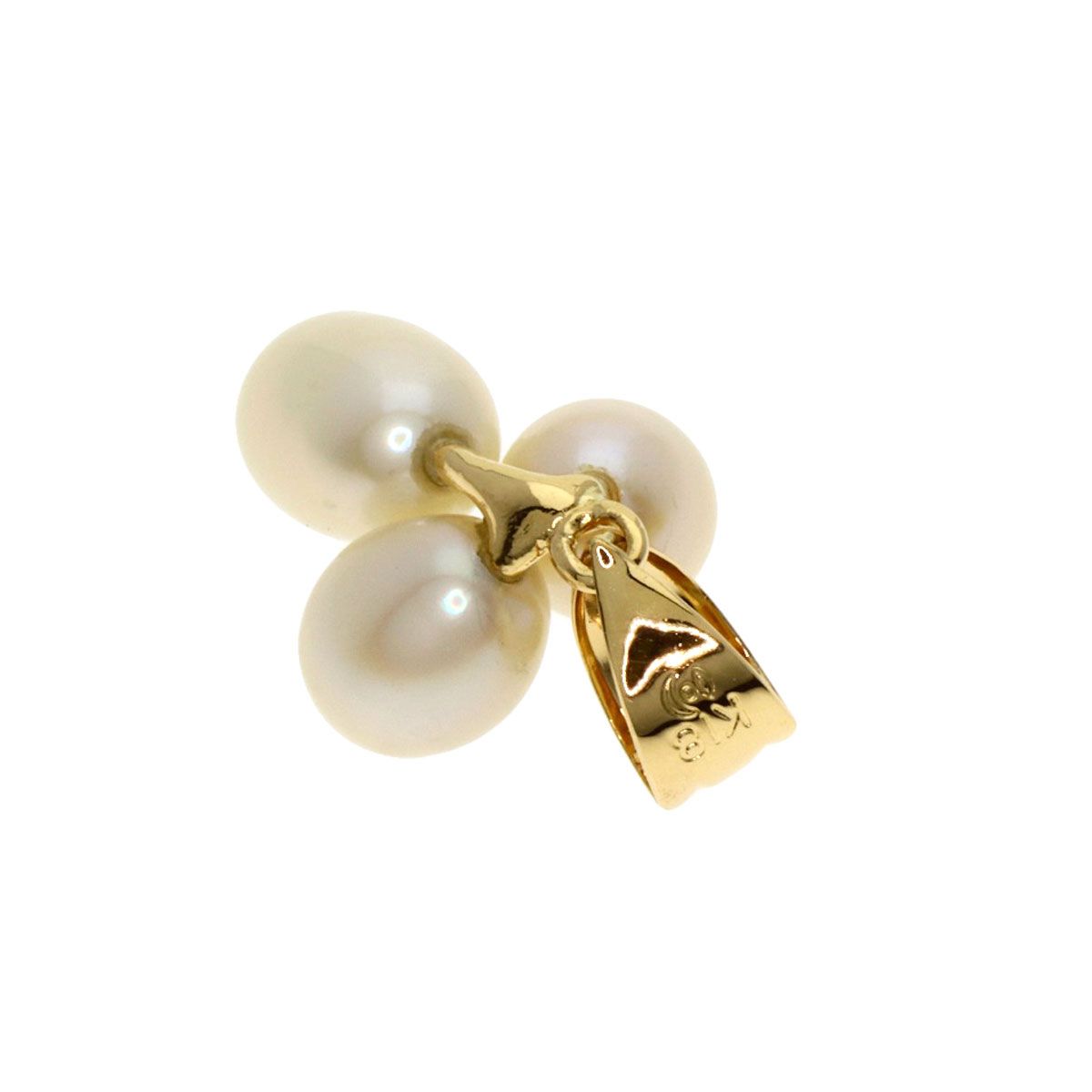 Tasaki pearl pendant top in K18YG gold tone with 5.2mm pearl, 18.9x10.7x7.8mm, lightweight 1.2g