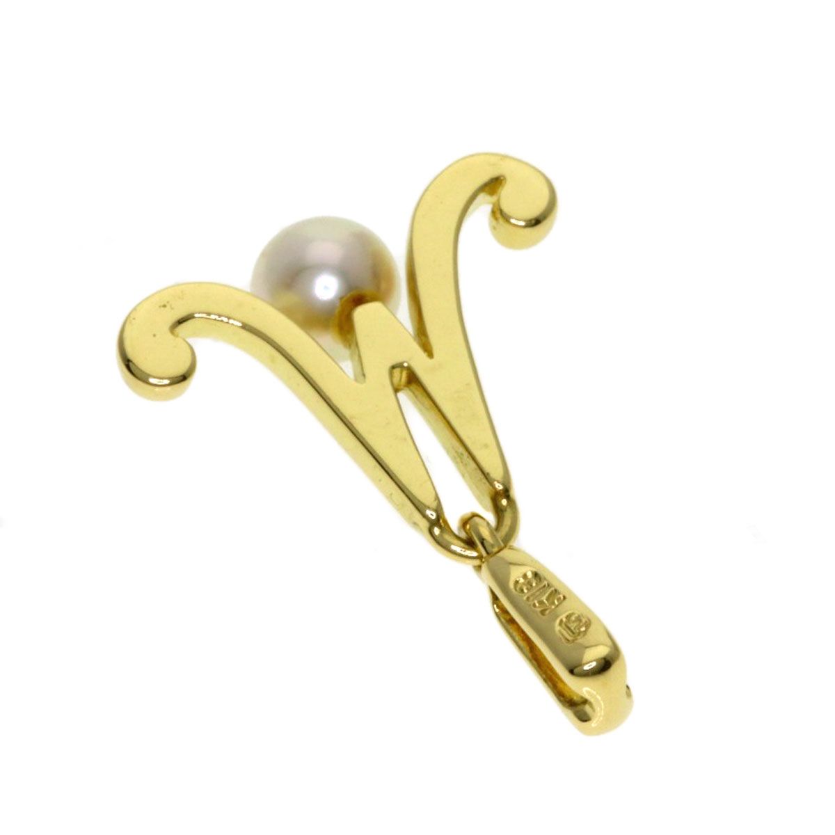 Mikimoto ladies pearl pendant top made of K18 yellow gold with a 3.5mm pearl, size 10.2 x 11.2 x 3.6 mm