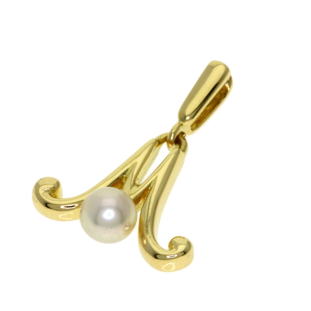 Mikimoto ladies pearl pendant top made of K18 yellow gold with a 3.5mm pearl, size 10.2 x 11.2 x 3.6 mm