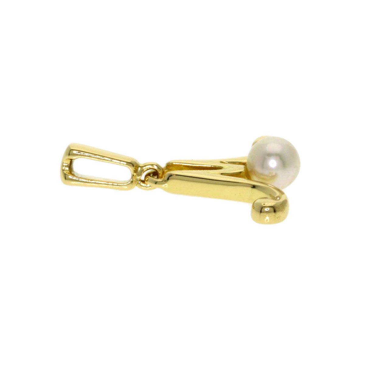 Mikimoto ladies pearl pendant top made of K18 yellow gold with a 3.5mm pearl, size 10.2 x 11.2 x 3.6 mm
