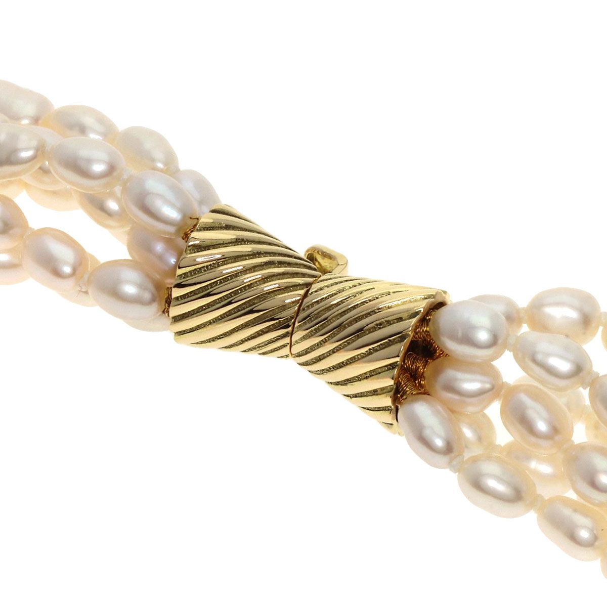 MIKIMOTO 6-row water pearl necklace in yellow gold K18YG with 3.3mm pearls, 41cm chain length for women