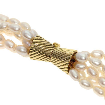 MIKIMOTO 6-row water pearl necklace in yellow gold K18YG with 3.3mm pearls, 41cm chain length for women