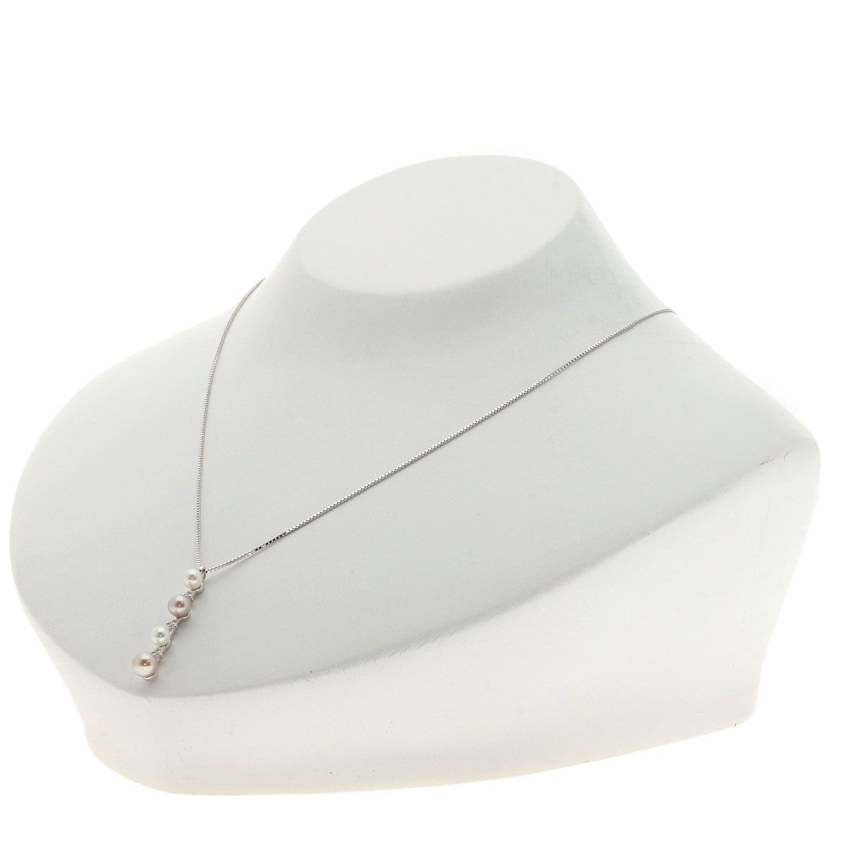 Tasaki pearl three-piece diamond necklace in K18 white gold with 40cm chain for ladies