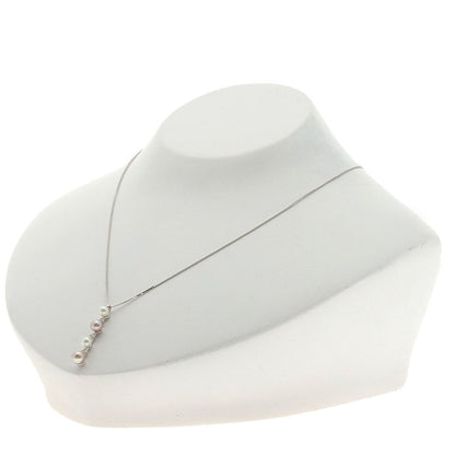 Tasaki pearl three-piece diamond necklace in K18 white gold with 40cm chain for ladies