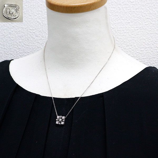 Mikimoto K18WG diamond pendant necklace with 0.16ct diamond and 43 cm chain