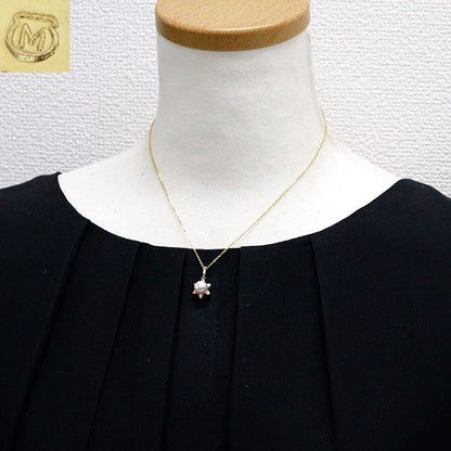 Mikimoto K18YG Akoya pearl pendant necklace with diamond accents and fine gold chain