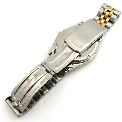 Used CITIZEN 6100 Quartz wristwatch in silver and gold with stainless steel band and date display