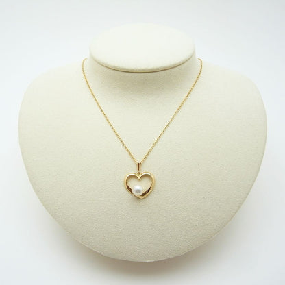 Mikimoto Heart Motif Akoya pearl pendant necklace with 6.2mm pearl in 18K yellow gold on a 40cm chain
