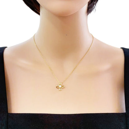 Mikimoto 18K yellow gold pearl necklace with flower design for ladies weighing 3.3g from Japan
