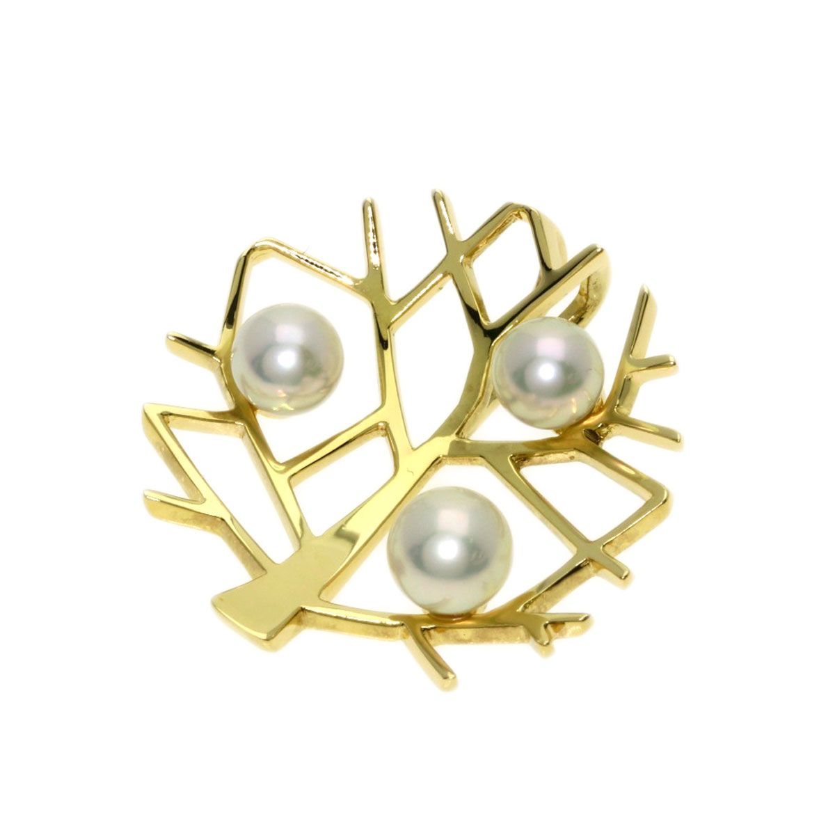 Mikimoto Happiness Tree Pearl Pendant Top in yellow gold K18YG with 4mm pearl for women