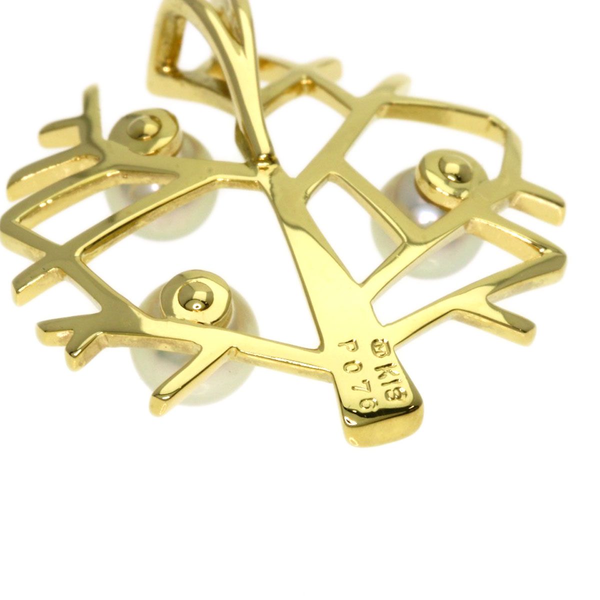 Mikimoto Happiness Tree Pearl Pendant Top in yellow gold K18YG with 4mm pearl for women