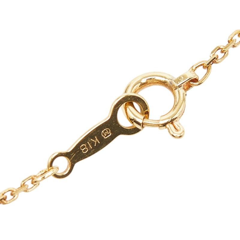 Mikimoto Cross Ribbon one-piece yellow gold necklace with small diamond pendant on 40cm chain