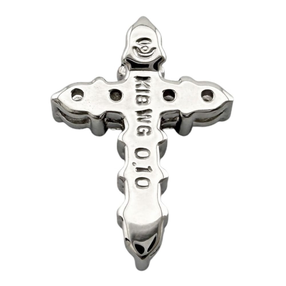 Tasaki 18K white gold diamond cross pendant top for ladies weighing 0.5g in silver color