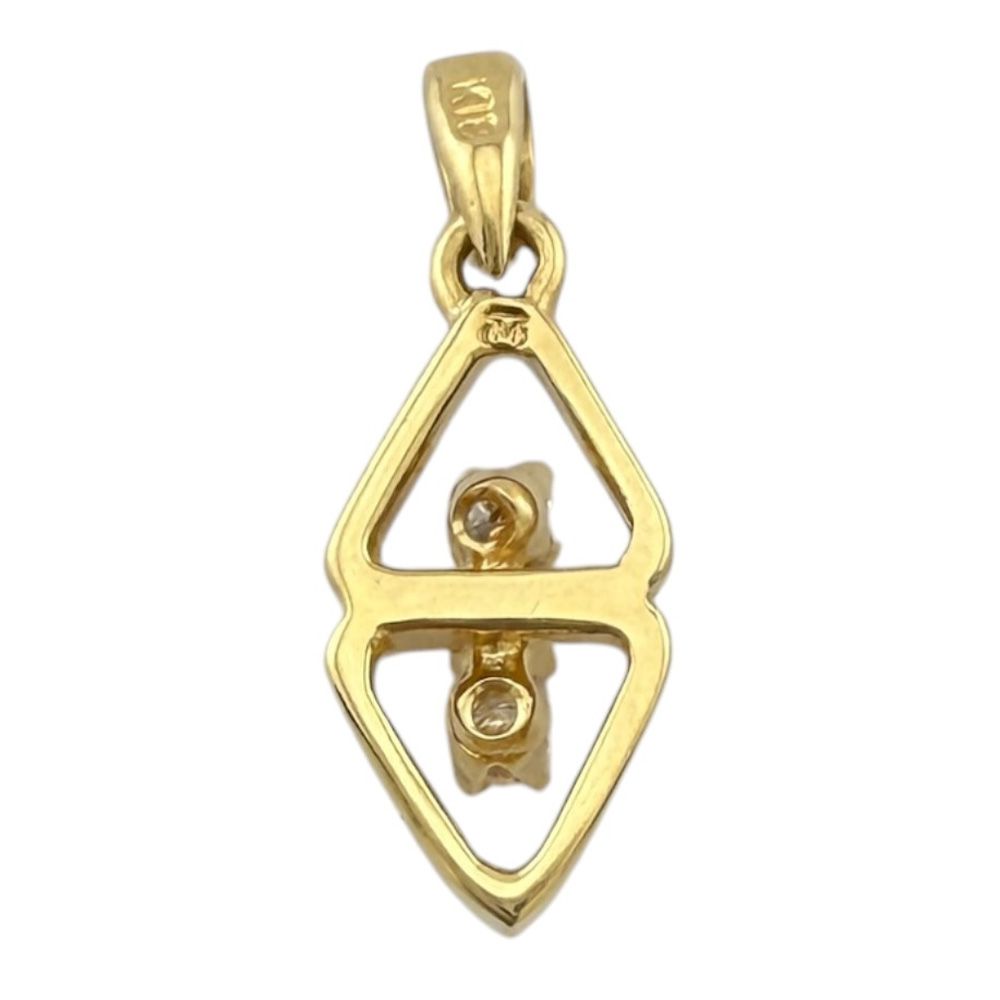 Mikimoto 18K yellow gold pendant top with one diamond, measuring 6.5mm by 18mm