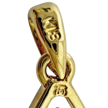 Mikimoto 18K yellow gold pendant top with one diamond, measuring 6.5mm by 18mm