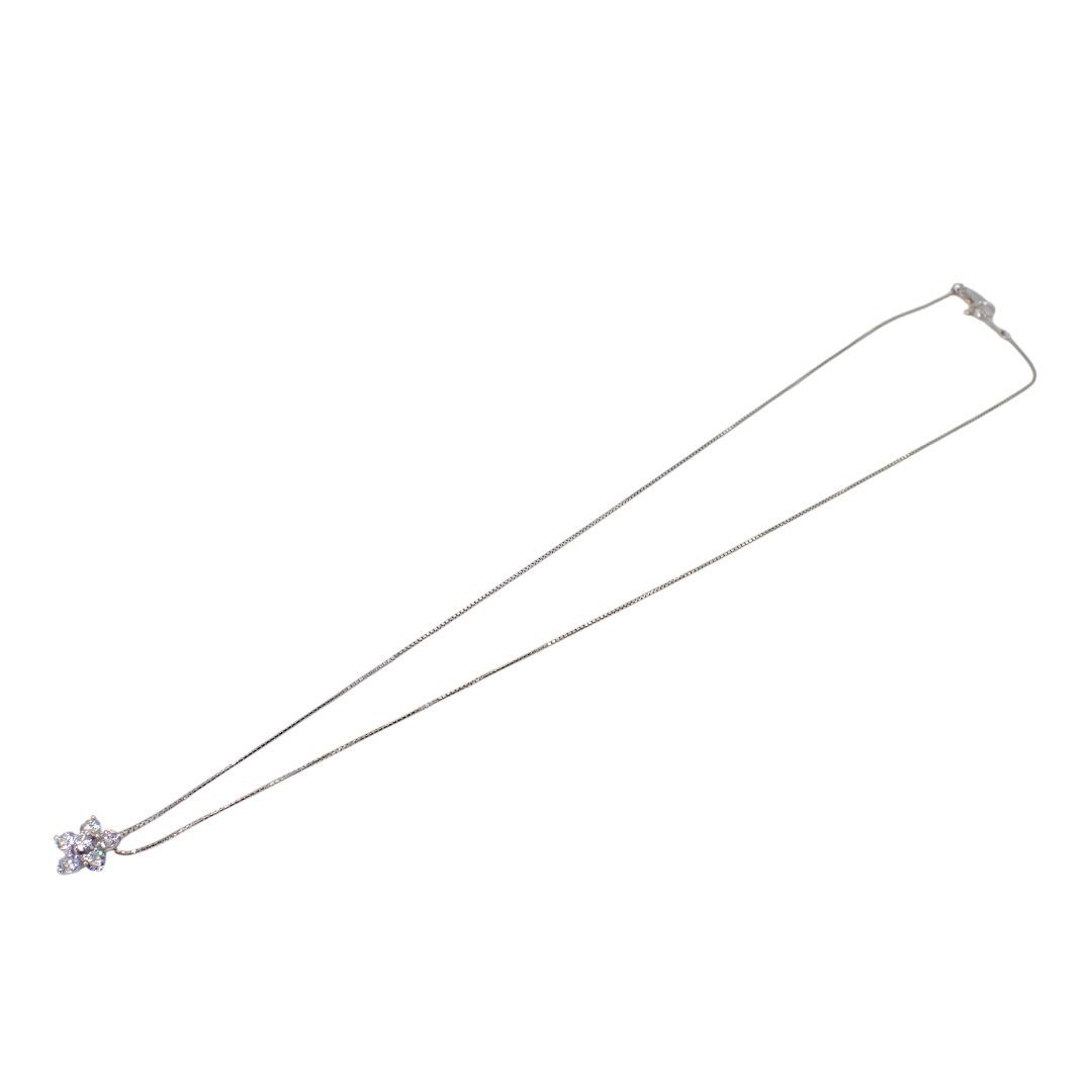 Tasaki pearl necklace pendant with 0.53ct diamonds on 45cm white gold chain featuring flower design