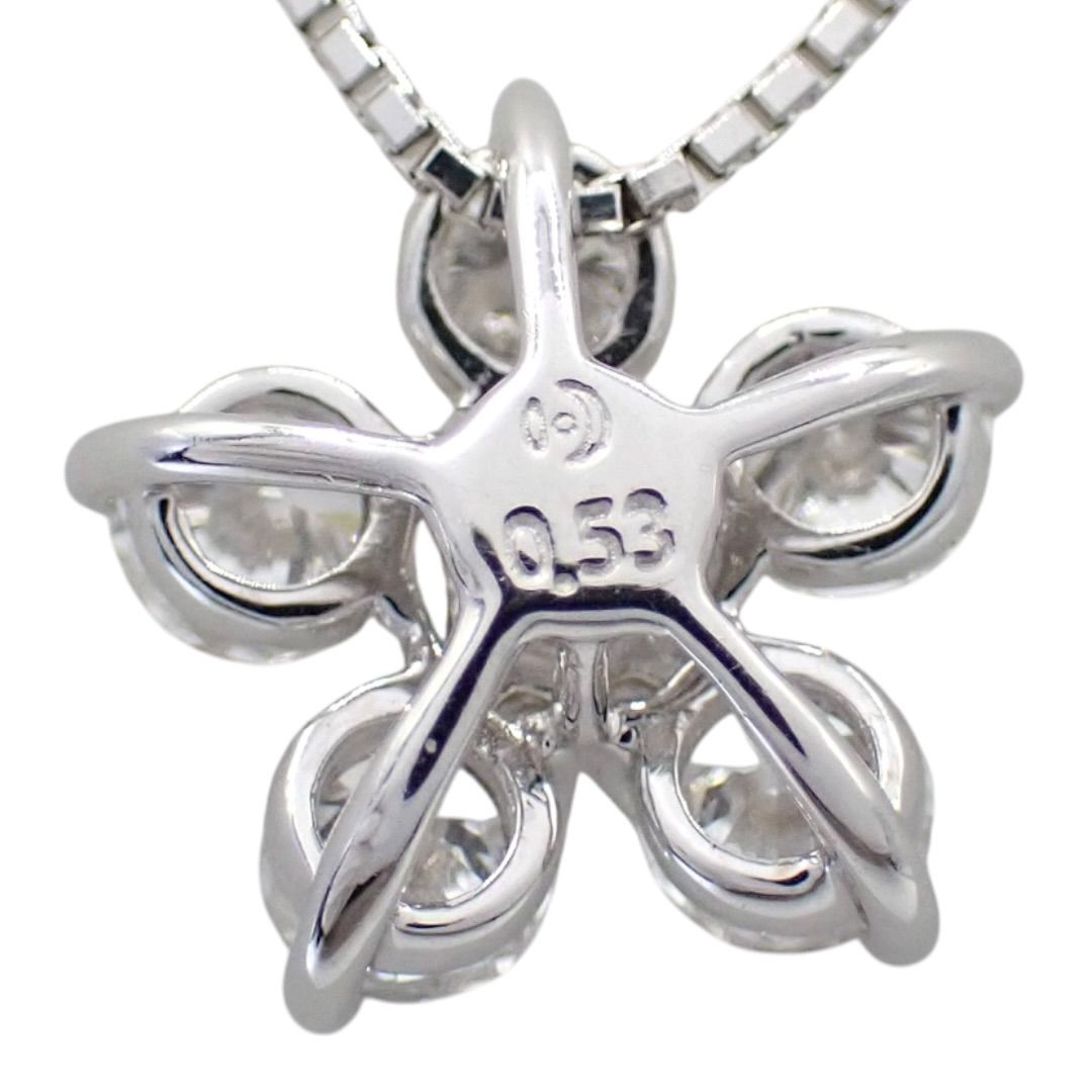 Tasaki pearl necklace pendant with 0.53ct diamonds on 45cm white gold chain featuring flower design