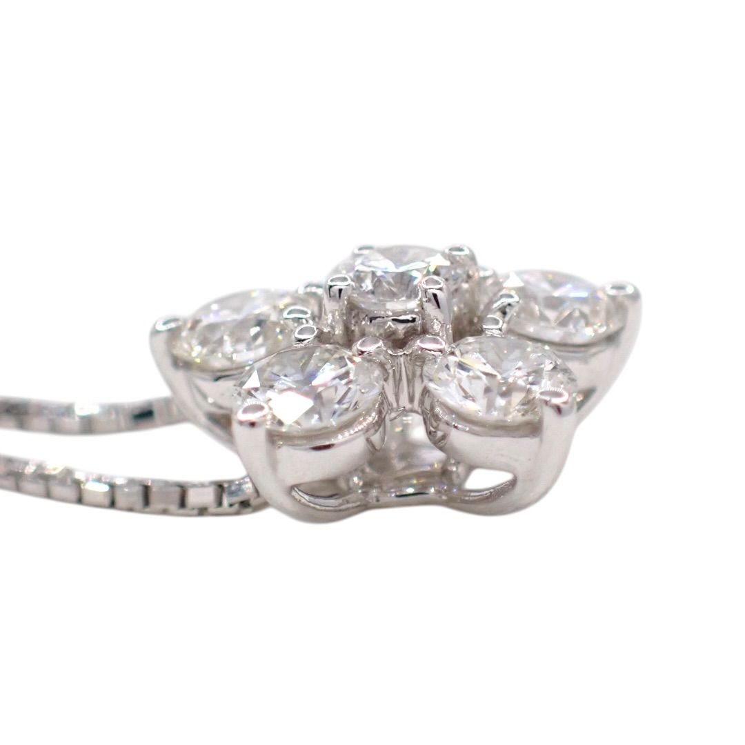 Tasaki pearl necklace pendant with 0.53ct diamonds on 45cm white gold chain featuring flower design