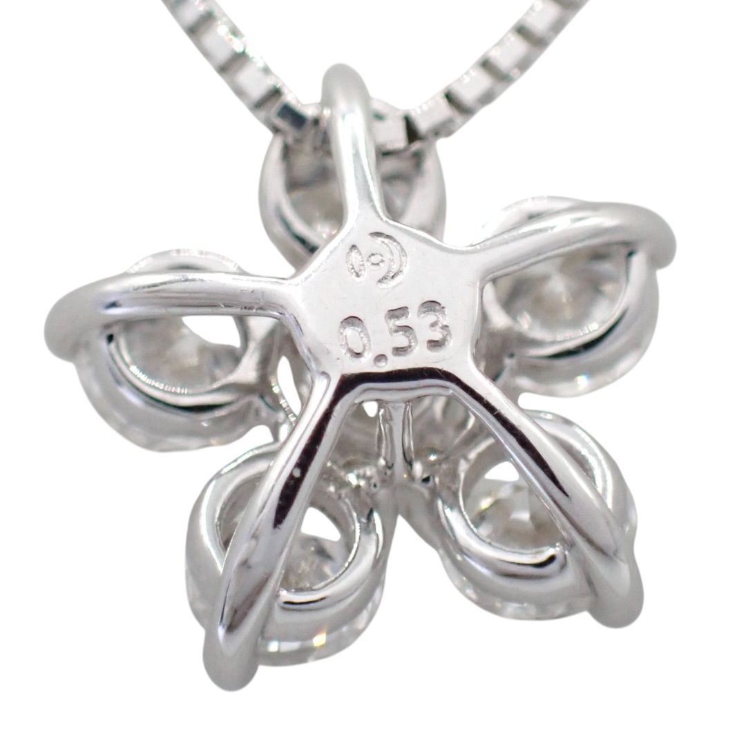 Tasaki pearl necklace pendant with 0.53ct diamonds on 45cm white gold chain featuring flower design