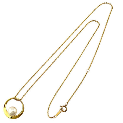 Mikimoto 18K yellow gold necklace with Akoya pearls for women weighing 4.8 grams