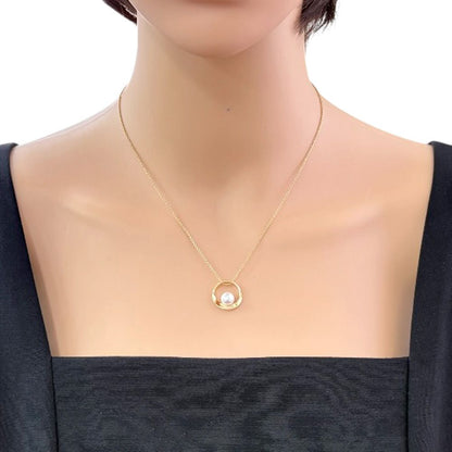 Mikimoto 18K yellow gold necklace with Akoya pearls for women weighing 4.8 grams