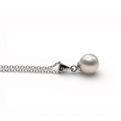 Akoya genuine pearl pendant necklace with 8mm pearl and SILVER925 chain, 45cm length