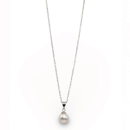 Akoya genuine pearl pendant necklace with 8mm pearl and SILVER925 chain, 45cm length