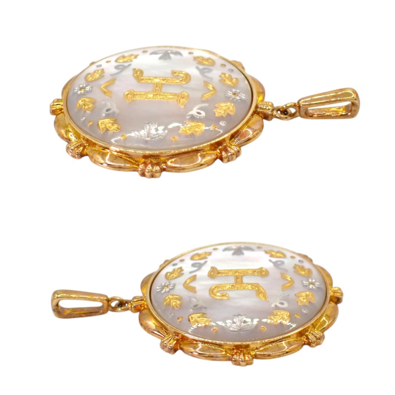 MIKIMOTO Pikwe Shell Necklace with K18 Yellow Gold Initial Y Pendant round circle design