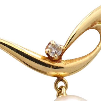 MIKIMOTO 7.2mm Akoya pearl necklace with diamond leaf pendant in 18K yellow gold on 42cm chain