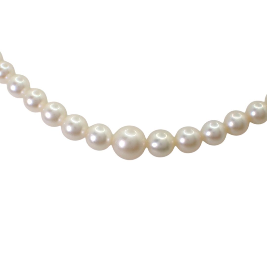 Mikimoto Akoya pearl necklace with 4-7mm white and natural pink pearls on a 45cm silver chain
