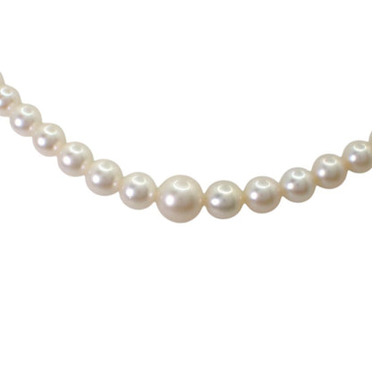 Mikimoto Akoya pearl necklace with 4-7mm white and natural pink pearls on a 45cm silver chain