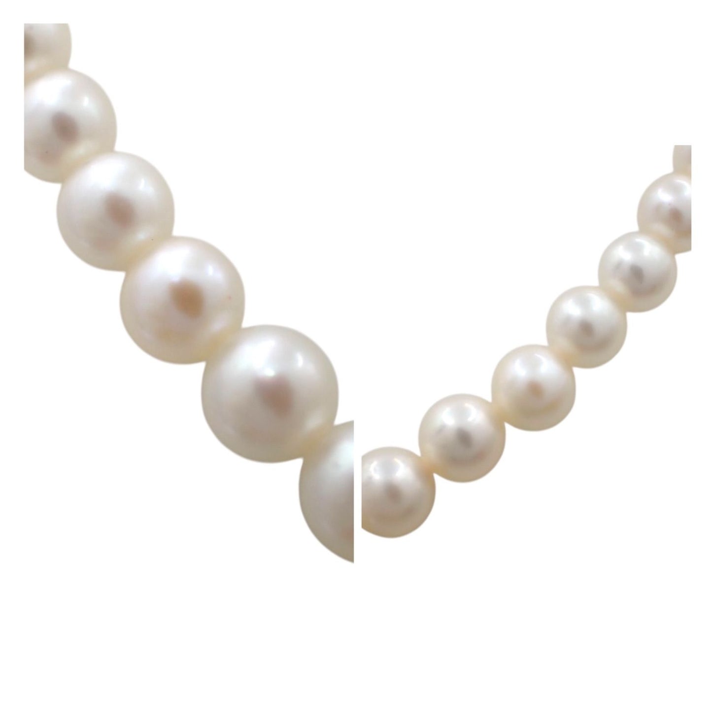 Mikimoto Akoya pearl necklace with 4-7mm white and natural pink pearls on a 45cm silver chain