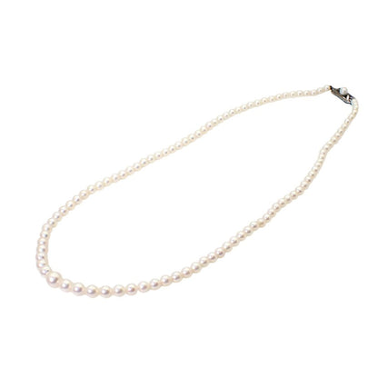 Mikimoto Akoya pearl necklace with 4-7mm white and natural pink pearls on a 45cm silver chain