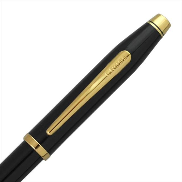 Cross 412WG-1 black lacquer oil-based ballpoint pen with twist mechanism and single ring mid-shaft body