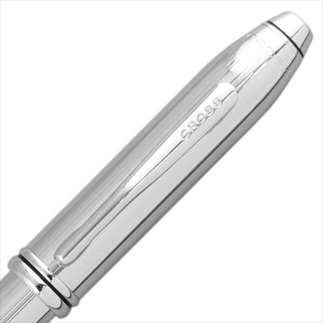 Cross Twist Townsend ballpoint pen in chrome with black and gold, brass body, 14.7 cm length