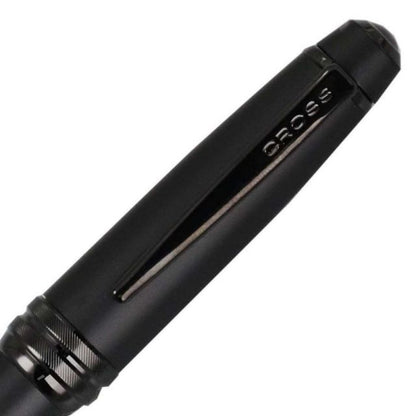 Cross Bailey NAT0452-19 matte black lacquer ballpoint pen with brass body and twist type mechanism