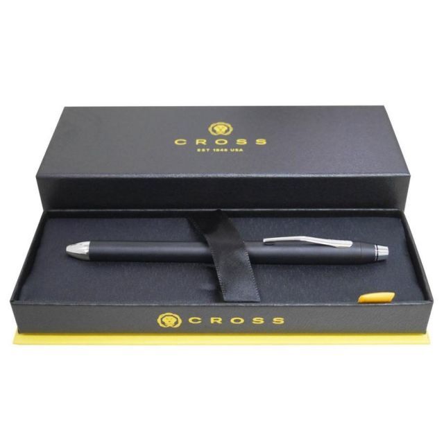 Cross Texree AT0090-3ST black ballpoint pen with brass body and brass cap