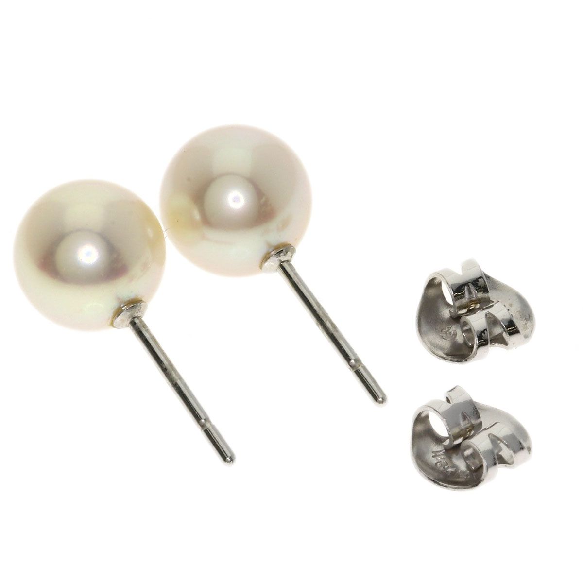Tasaki pearl necklace and earring set with 7.5-9.4mm pearls on a 42cm white gold and silver chain