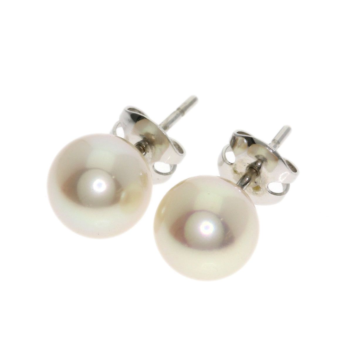 Tasaki pearl necklace and earring set with 7.5-9.4mm pearls on a 42cm white gold and silver chain