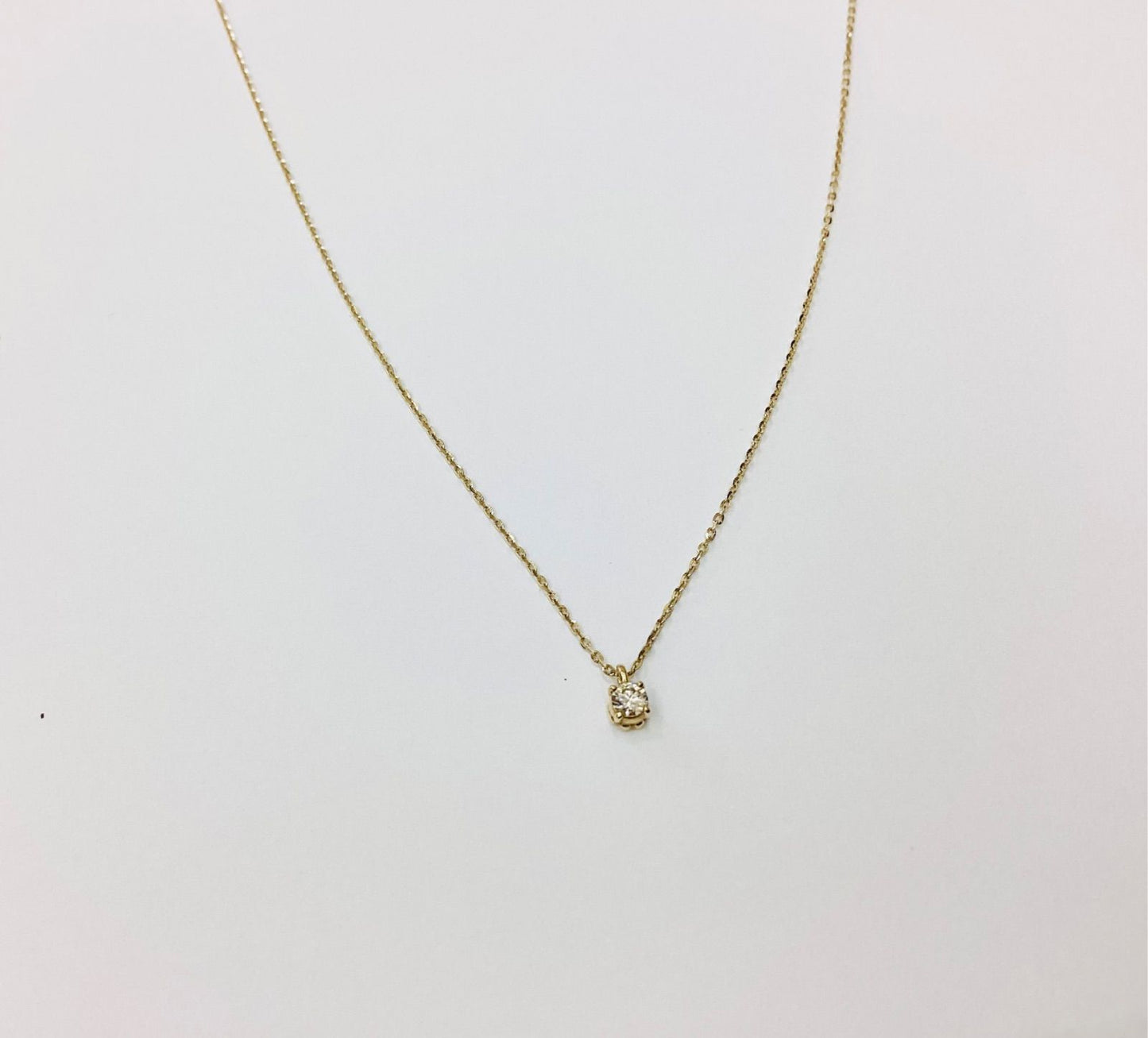 Agete K10 gold necklace with 0.05ct diamond, adjustable 36-40cm chain