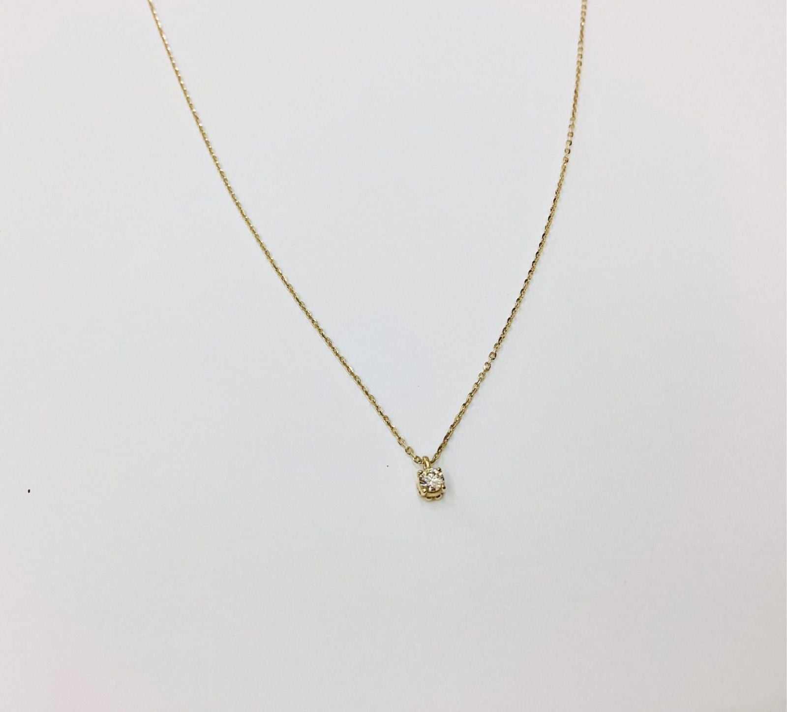 Agete K10 gold necklace with 0.05ct diamond, adjustable 36-40cm chain