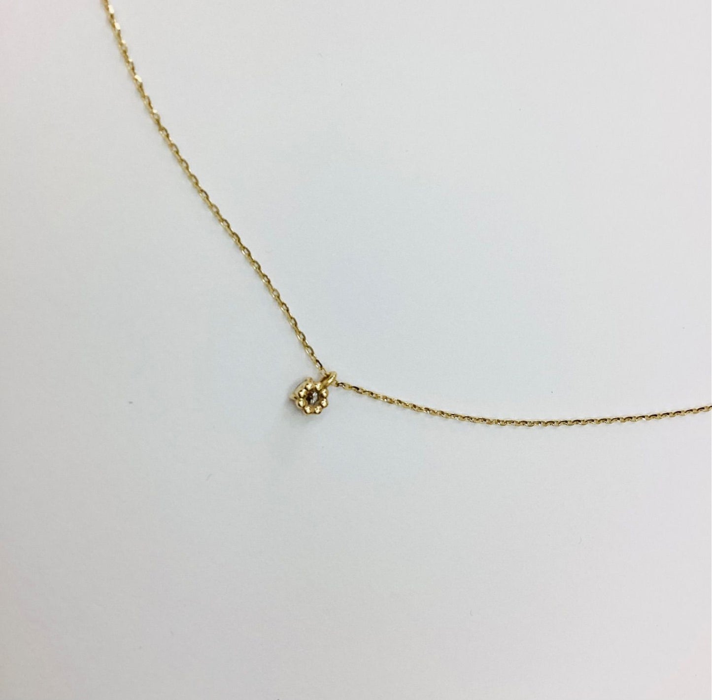 Agete K10 gold necklace with 0.05ct diamond, adjustable 36-40cm chain