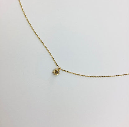 Agete K10 gold necklace with 0.05ct diamond, adjustable 36-40cm chain