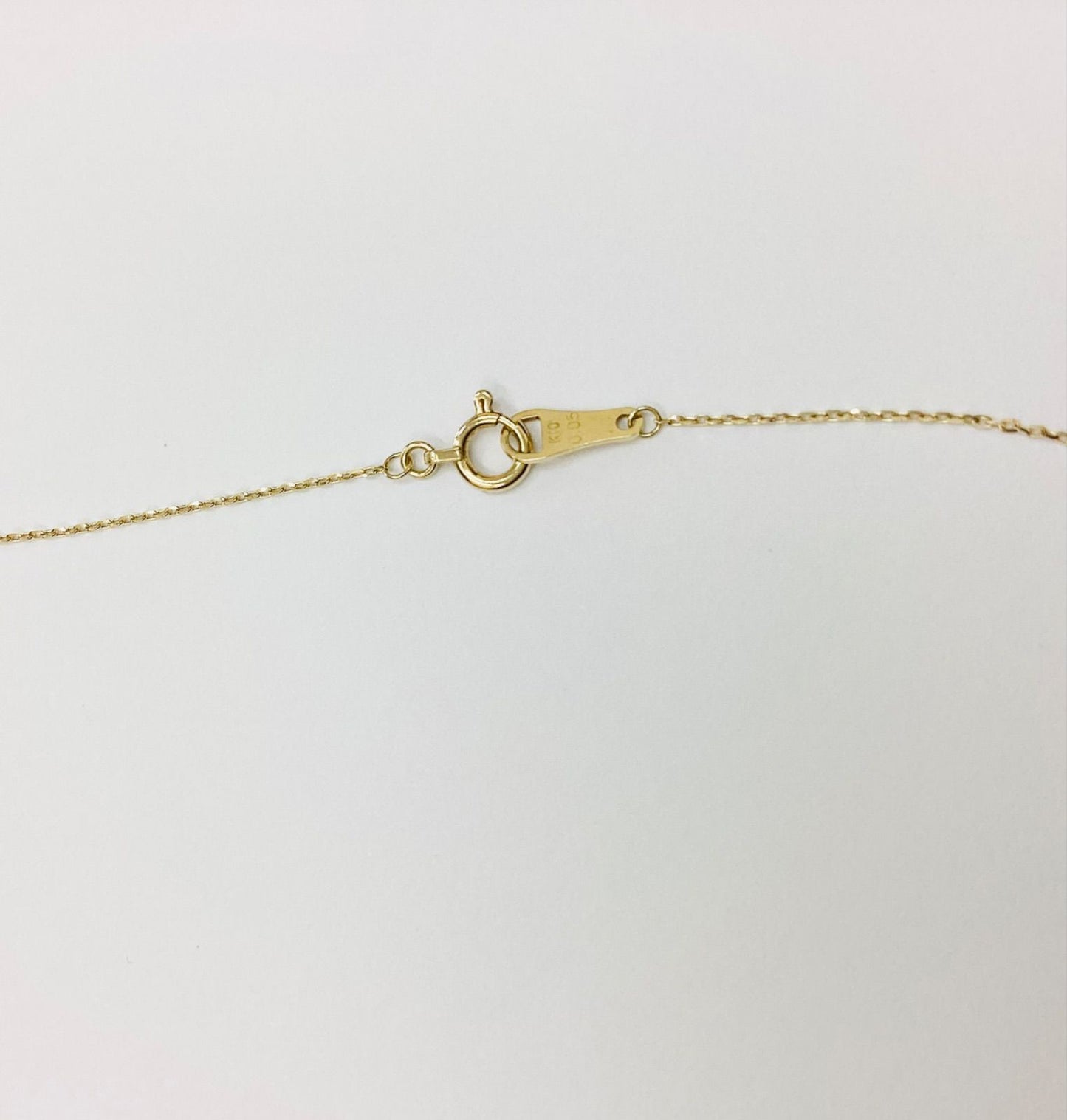 Agete K10 gold necklace with 0.05ct diamond, adjustable 36-40cm chain
