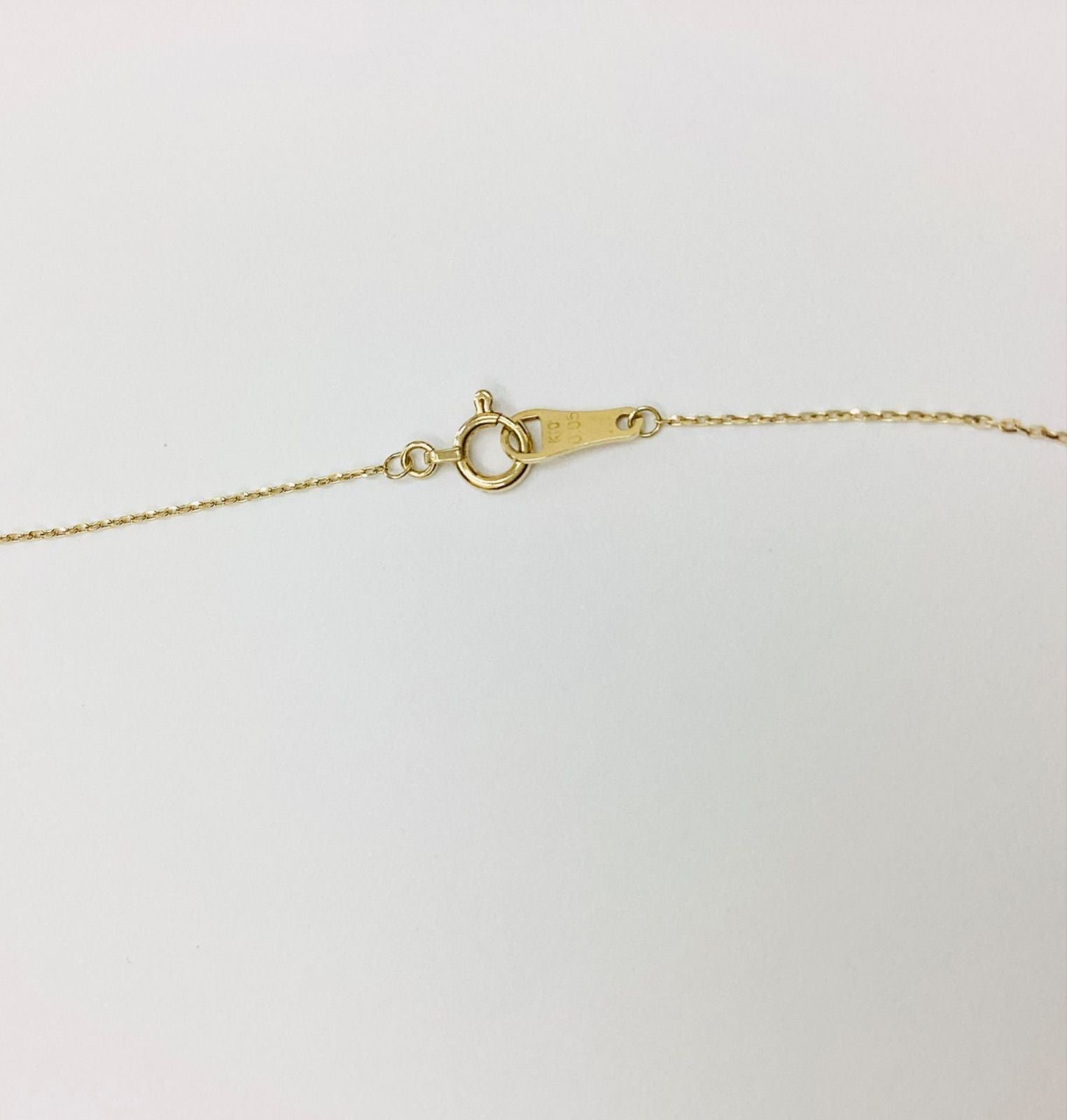 Agete K10 gold necklace with 0.05ct diamond, adjustable 36-40cm chain