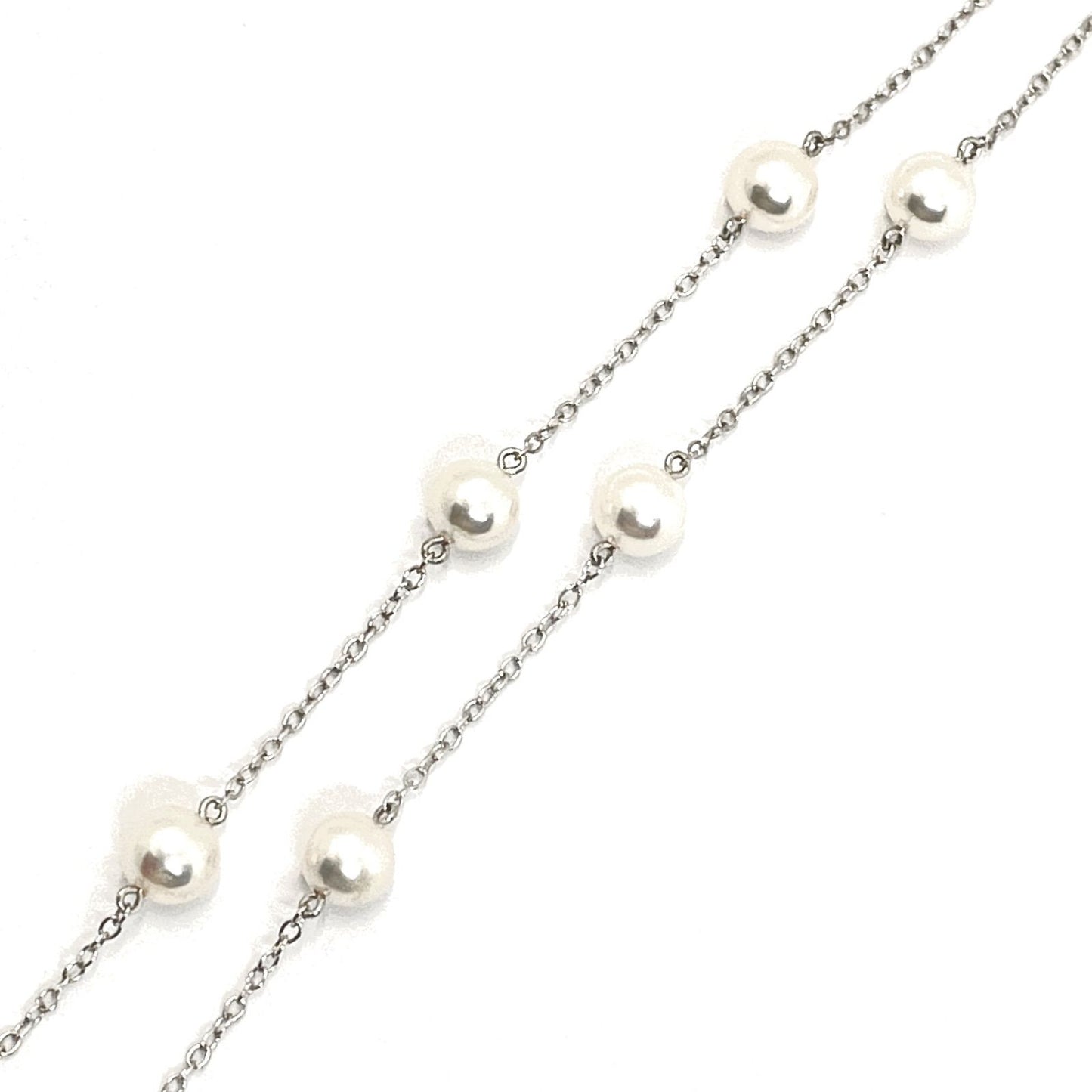 MIKIMOTO station pearl necklace with 6.2-6.4mm pearls on a 46cm K18 white gold chain