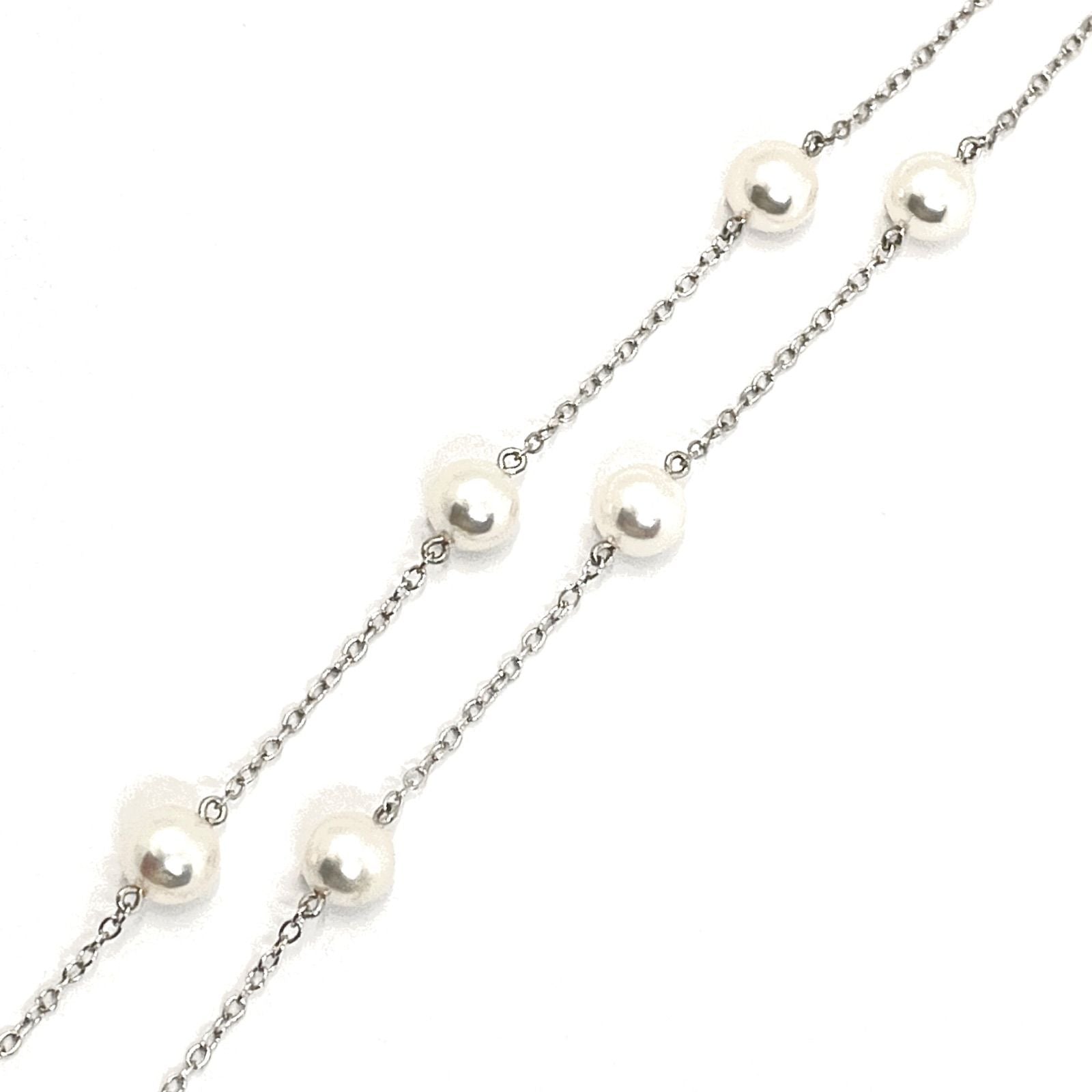 MIKIMOTO station pearl necklace with 6.2-6.4mm pearls on a 46cm K18 white gold chain