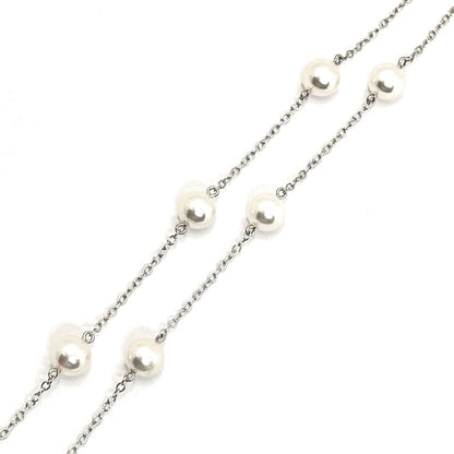 MIKIMOTO station pearl necklace with 6.2-6.4mm pearls on a 46cm K18 white gold chain